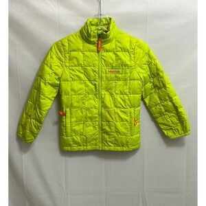 Marmot Kids Neon Lime Green Quilted Full Zip Puffer Jacket Small S/P
